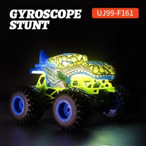 1:16 2.4G RC Stunt Car Shark Head Gyroscope Upright 360 Degree Rotation Remote Control Car with Music Light F161 Yellow  |   RC Cars RC Cars F161 yellow