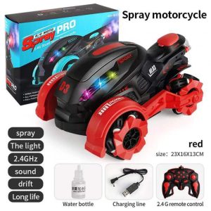 1:18 3.7v Kids Stunt Motorcycle Spray Music Rc Car High Speed Drift Rotation Off-road Vehicle Red  |   RC Cars RC Cars RC Cars