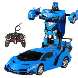 1:18 Remote Control Transforming Car One-button Deformation Robot Cars Toys For 3-11 Years Old Kids As Gifts blue (battery version) 1:18  |   RC Cars RC Cars Blue (battery version) + 1:18