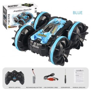 2.4g Amphibious Double-sided Stunt Remote Control Car 360-degree Rotation Charging Electric Vehicle Model Toy Children Gifts Blue  |   RC Cars RC Cars Blue