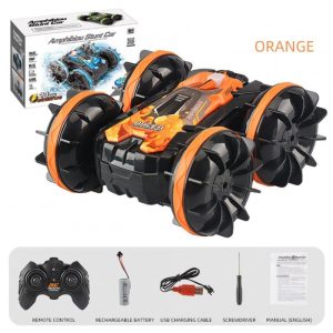 2.4g Amphibious Double-sided Stunt Remote Control Car 360-degree Rotation Charging Electric Vehicle Model Toy Children Gifts Orange  |   RC Cars RC Cars Orange