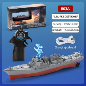 2.4g Remote Control Mini Boat Rechargeable Simulation Warship Summer Water Toys for Children Birthday Gifts 803A  |   RC Boats RC Boats 803A