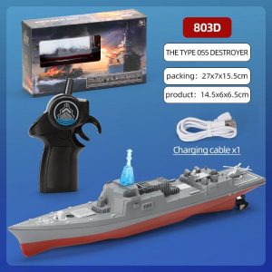 2.4g Remote Control Mini Boat Rechargeable Simulation Warship Summer Water Toys for Children Birthday Gifts 803D055  |   RC Boats RC Boats 803D055