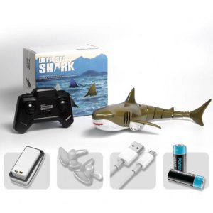 2.4g Remote Control Shark Boat with Led Light Long Endurance Summer Water Toys Brown  |   RC Boats RC Boats Brown