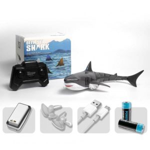 2.4g Remote Control Shark Boat with Led Light Long Endurance Summer Water Toys Gray  |   RC Boats RC Boats Gray