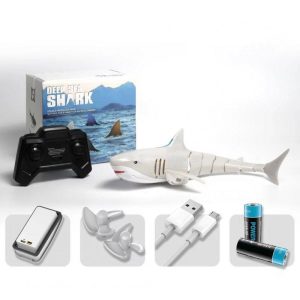 2.4g Remote Control Shark Boat with Led Light Long Endurance Summer Water Toys White  |   RC Boats RC Boats RC Boats