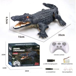 2.4ghz Remote Control Crocodile Underwater Simulation Fish Swimming Eye Glowing Toy Long Battery Life Remote Control Boat 1 battery  |   RC Boats RC Boats 1 battery