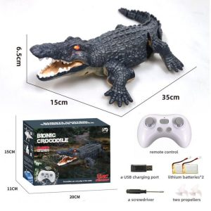 2.4ghz Remote Control Crocodile Underwater Simulation Fish Swimming Eye Glowing Toy Long Battery Life Remote Control Boat 2 batteries  |   RC Boats RC Boats 2 batteries