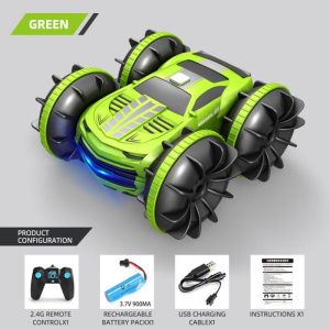 2in1 Rc Car 2.4ghz Remote Control Boat Waterproof Radio Controlled Stunt Car 4wd Vehicle All Terrain Beach Pool Toys For Boys Green single remote control  |   RC Cars RC Cars Green single remote control