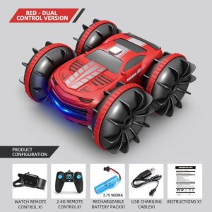 2in1 Rc Car 2.4ghz Remote Control Boat Waterproof Radio Controlled Stunt Car 4wd Vehicle All Terrain Beach Pool Toys For Boys Red dual remote control  |   RC Cars RC Cars RC Cars