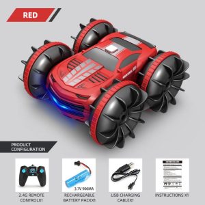 2in1 Rc Car 2.4ghz Remote Control Boat Waterproof Radio Controlled Stunt Car 4wd Vehicle All Terrain Beach Pool Toys For Boys Red single remote control  |   RC Cars RC Cars RC Cars