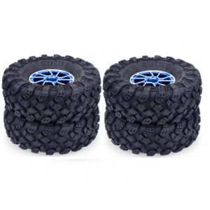 4Pcs 1.9″ Beadlock Wheel Rim & 1.9 Rubber Tires Set for 1/10 RC Crawler Axial SCX10 90046 Traxxas TRX-4 Redcat GEN 8 RC Car Parts blue  |   RC Accessories RC Accessories Blue