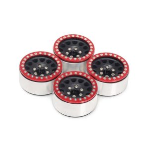 4Pcs Aluminum Alloy 1.9  Wheels Rims for 1/10 RC Crawler Axial SCX10 SCX10 II 90046 Traxxas TRX4 D90 Red + black  |   RC Accessories RC Accessories RC Accessories