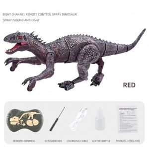 Children Rc Spray Dinosaur Model 2.4g Eight-channel Simulation Walking Electric Dinosaur Toy With Sound Light Gray red  |   RC Cars RC Cars Gray red