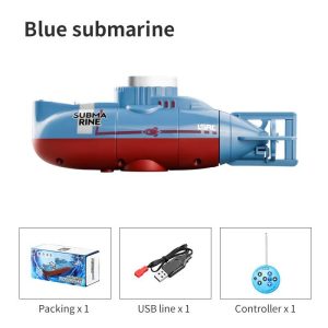 Children’s Toy Remote Control Submarine Diving Fish Tank Toy Mini Rc Simulation Submarine blue  |   RC Boats RC Boats Blue