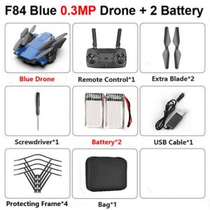 F84 Quadcopter Wireless RC Drone With 4K/5MP/0.3MP HD Camera WiFi FPV Helicopter Foldable Airplane For Children Gift Toy blue_0.3MP 2B  |   RC Drones RC Drones Blue + 0.3MP 2B