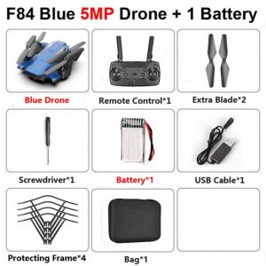 F84 Quadcopter Wireless RC Drone With 4K/5MP/0.3MP HD Camera WiFi FPV Helicopter Foldable Airplane For Children Gift Toy blue_5MP 1B  |   RC Drones RC Drones Blue + 5MP 1B