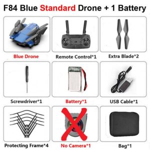 F84 Quadcopter Wireless RC Drone With 4K/5MP/0.3MP HD Camera WiFi FPV Helicopter Foldable Airplane For Children Gift Toy blue_No camera 1B  |   RC Drones RC Drones Blue + No camera 1B