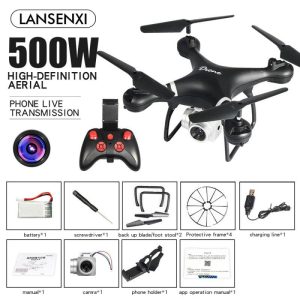 LF608 Wifi FPV RC Drone Quadcopter with 0.3MP/2.0MP/5.0MP Camera Get the Longer Playing Time Black 5MP  |   RC Drones RC Drones Black 5MP