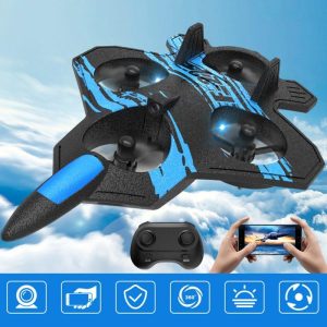 Lm19-B F22 Fighter 125mm Wingspan 2.4ghz One-Key 360° Aerobatic Four Motor Epp Fpv RC Airplane Glider Blue B  |   RC Helicopters RC Drones & Vehicles Blue B + English version