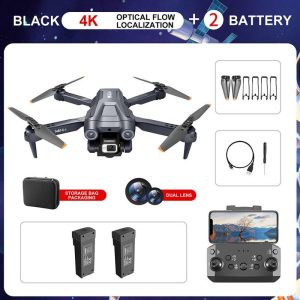 Mini 4 RC Drone with Cam 4k HD Foldable Mini Drone Wifi Optical Flow Positioning Obstacles Advoidance Black 2 Batteries  |   RC Drones RC Drones Black 2 batteries