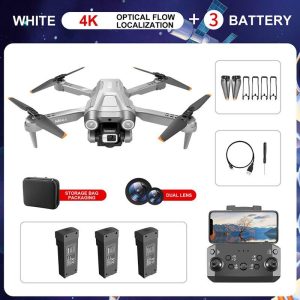 Mini 4 RC Drone with Cam 4k HD Foldable Mini Drone Wifi Optical Flow Positioning Obstacles Advoidance White 3 Batteries  |   RC Drones RC Drones RC Drones