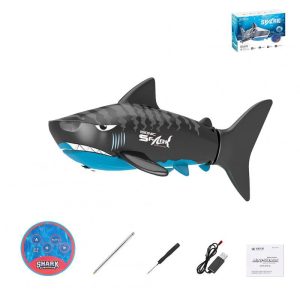 Mini Electric Shark Remote Control Boat Bionic Fish Submersible Infrared Control Summer Water Toy Black  |   RC Boats RC Boats Black