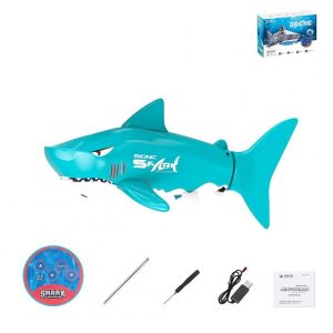 Mini Electric Shark Remote Control Boat Bionic Fish Submersible Infrared Control Summer Water Toy Lake Blue  |   RC Boats RC Boats Lake Blue