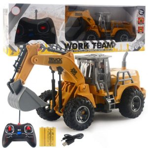 Remote Control Engineering Car With Lights Usb Rechargeable Excavator Bulldozer Children Model Car Toy excavator  |   RC Cars RC Cars Excavator