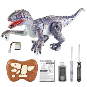 Simulation 2.4g Remote Control Dinosaur Electric Mini Velociraptor Dilophosaurus Model Toys Gray  |   RC Cars RC Cars Gray