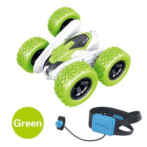 T13B 2.4G Rotating Stunt Car Watch Remote Control Swing Arm Rolling Car Model Children Electric Toy Gift green  |   RC Cars RC Cars Green