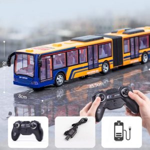 Wireless Remote Control Bus with Light Simulation Electric Large Double-decker Bus 666-676NA Blue Extension Bus  |   RC Cars RC Cars 666-676NA Blue Extension Bus