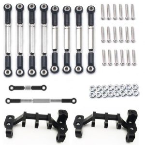 RC Car Parts Metal Steering Pull Rod+Metal Upgrade Parts Pull Rod+Base Set Home DIY For WPL C14 C24 C34 Model RC Car Accessories Truck Kit black  |   RC Accessories RC Accessories Black