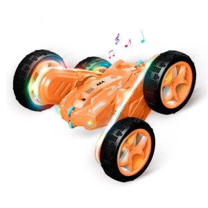 Jc07 Remote Control Drift Car With Colorful Led Light Music Double-sided Flip Swing Arm Stunt Rc Car Toys For Kids Gifts orange  |   RC Cars RC Cars Orange