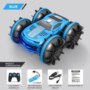 2in1 Rc Car 2.4ghz Remote Control Boat Waterproof Radio Controlled Stunt Car 4wd Vehicle All Terrain Beach Pool Toys For Boys blue single remote control  |   RC Cars RC Cars Blue single remote control